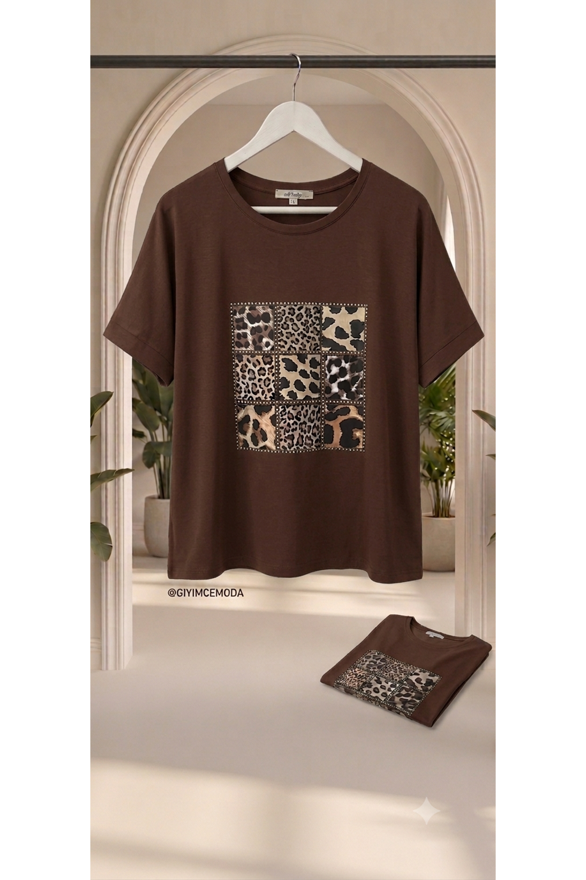 LEOPAR KAHVERENGİ TİŞÖRT    