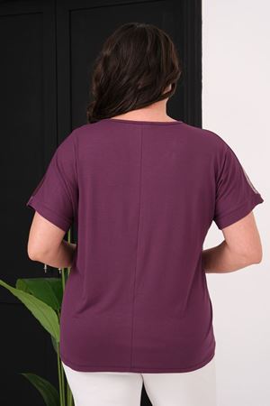 MÜRDÜM YAKA DANTELLİ TAŞLI BLUZ 