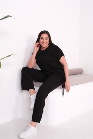 SİYAH İP DETAYLI LİKRALI TAKIM 