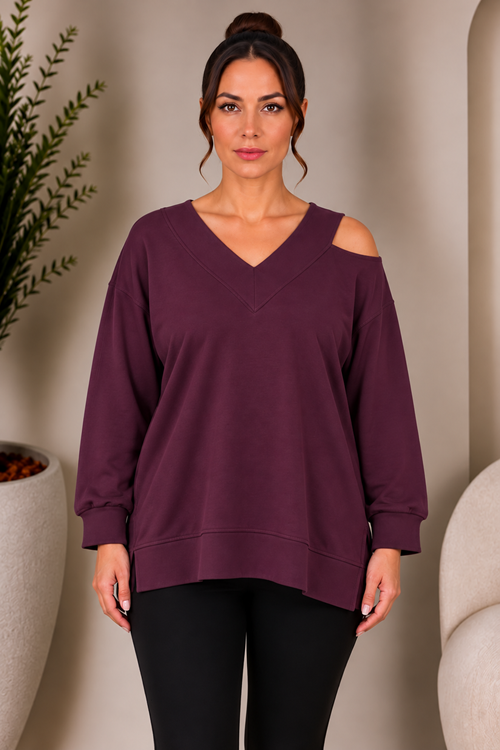 OMUZ DETAYLI MÜRDÜM SWEATSHİRT  