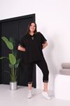 SİYAH TAŞ DETAYLI KAPRİ TAKIM