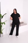 SİYAH İP DETAYLI LİKRALI TAKIM 