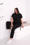 SİYAH İP DETAYLI LİKRALI TAKIM 