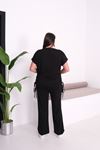 SİYAH İP DETAYLI LİKRALI TAKIM 