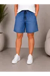 MAVİ BEL LASTİKLİ TENSEL KOT ŞORT